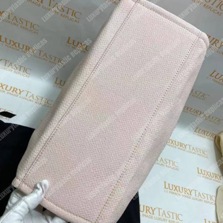 Chanel Deauville Fabric Tote Rose Pink/White - Image 16