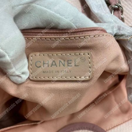 Chanel Deauville Fabric Tote Rose Pink/White - Image 19