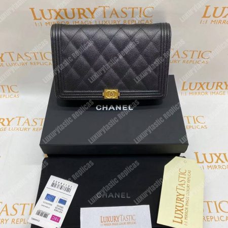 Chanel Le Boy Wallet On Chain – WOC Grained Calfskin Gold-Toned Black - Image 20