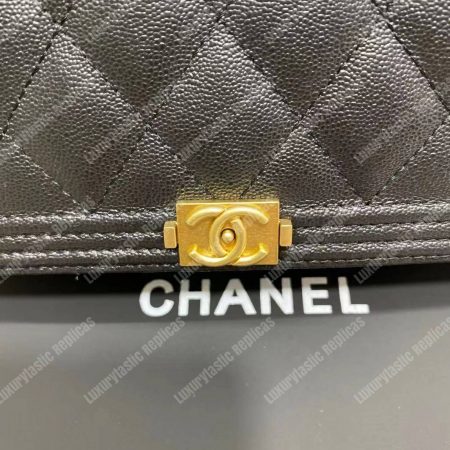 Chanel Le Boy Wallet On Chain – WOC Grained Calfskin Gold-Toned Black - Image 10