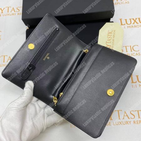 Chanel Le Boy Wallet On Chain – WOC Grained Calfskin Gold-Toned Black - Image 16