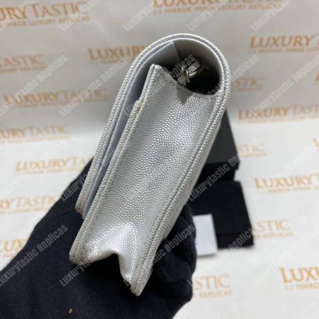 Chanel Le Boy Wallet On Chain – WOC White Caviar Silver-Toned - Image 13