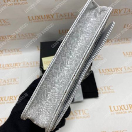 Chanel Le Boy Wallet On Chain – WOC White Caviar Silver-Toned - Image 16