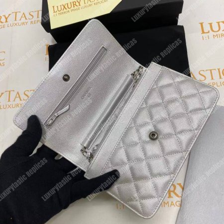 Chanel Le Boy Wallet On Chain – WOC White Caviar Silver-Toned - Image 17