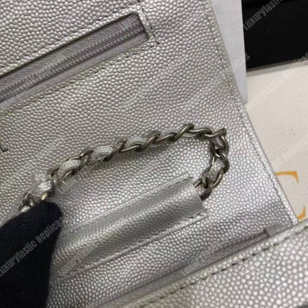 Chanel Le Boy Wallet On Chain – WOC White Caviar Silver-Toned - Image 19