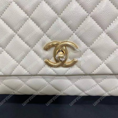 Chanel Flap Bag With Top Handle White - Image 12