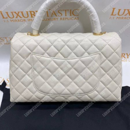 Chanel Flap Bag With Top Handle White - Image 13