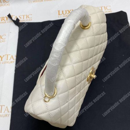 Chanel Flap Bag With Top Handle White - Image 17