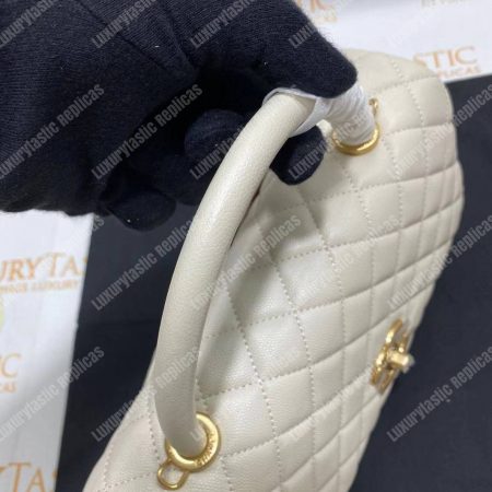 Chanel Flap Bag With Top Handle White - Image 18