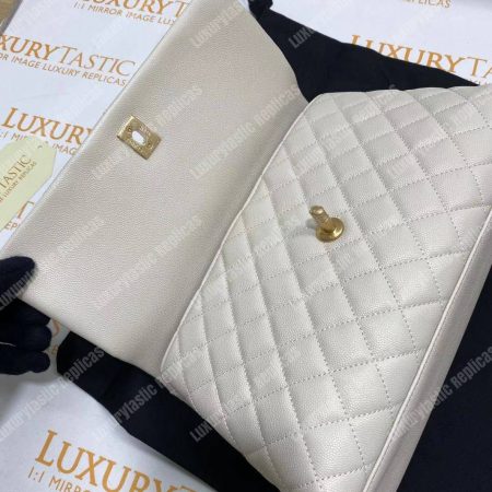 Chanel Flap Bag With Top Handle White - Image 19