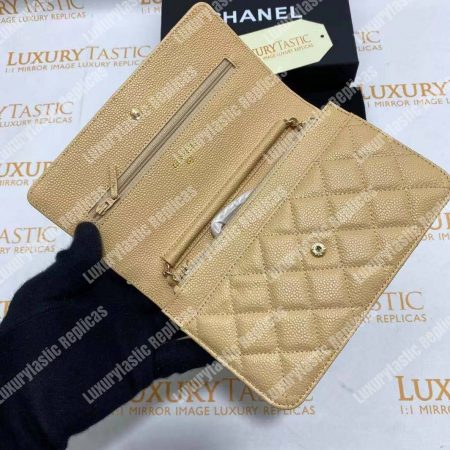 Chanel Wallet On Chain – WOC Quilted Lambskin Beige Gold-Toned - Image 13