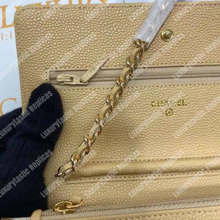 Chanel Wallet On Chain – WOC Quilted Lambskin Beige Gold-Toned - Image 15