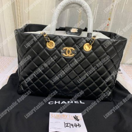 Chanel Large Shopping Bag Black (30cm) - Image 9