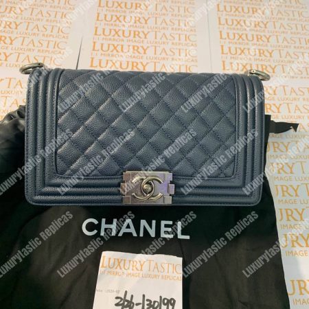 Chanel Boy Medium Handbag Blue - Image 8