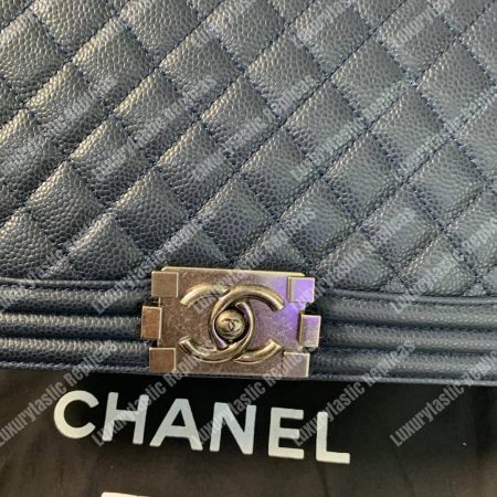 Chanel Boy Medium Handbag Blue - Image 21