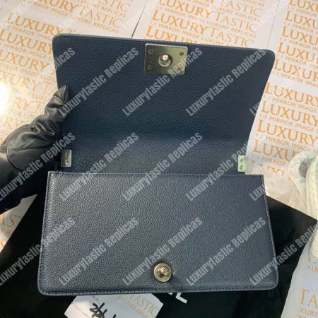 Chanel Boy Medium Handbag Blue - Image 13