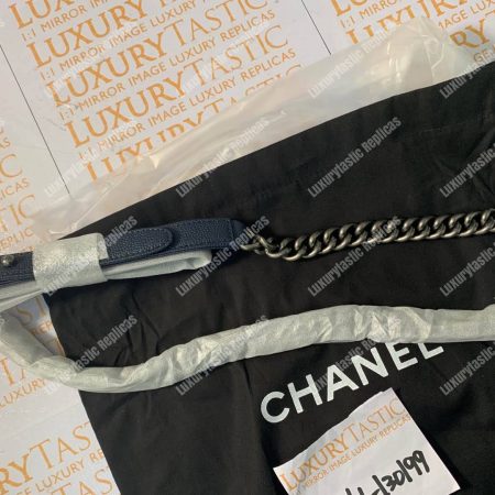 Chanel Boy Medium Handbag Blue - Image 9