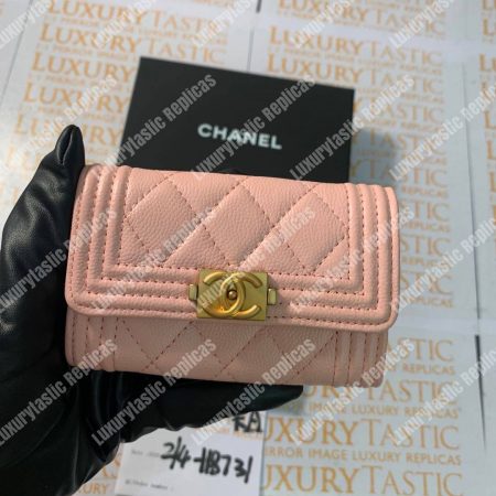 Chanel Boy Small Flap Wallet Pink - Image 16
