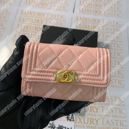 Chanel Boy Small Flap Wallet Pink - Image 14