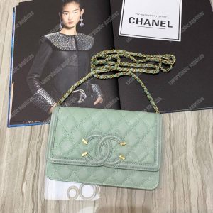 Chanel Wallet On Chain – WOC CC Filigree Seafoam Green Grained Calfskin - Image 3