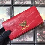 Gucci Garden Leather Continental Wallet Red with Butterfly