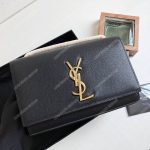 Saint Laurent Kate Medium In Grain De Poudre Embossed Leather Black