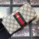 Gucci Web GG Supreme Zip Around Wallet Bee
