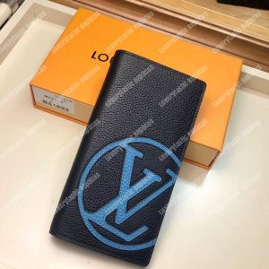 LV Brazza Wallet Taurillon Leather Blue Insignia - Image 3