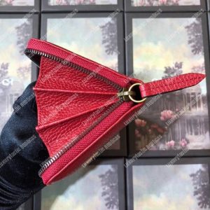 Gucci Garden Leather Zip Around Wallet Red with Butterfly - Image 6