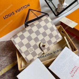 LV Small Ring Agenda Cover Damier Ebene White - Image 3