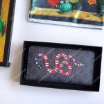 Gucci Kingsnake Print GG Supreme Zip Around Wallet Black