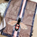 Gucci Bee Print Wool Stole Blue