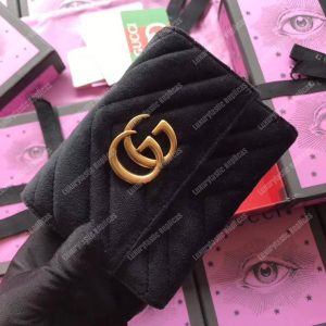 Gucci GG Marmont Velvet Flap Wallet Black - Image 8