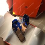 Hermes Oran Sandal Patent Leather Blue