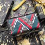 Gucci Chevron Supreme Zip Around Leather Wallet Brown