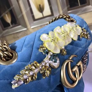 Gucci GG Marmont Embroidered Velvet Mini Bag Bee - Image 5