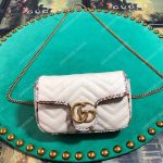 Gucci GG Marmont Matelassé Super Mini Bag Cream Snakeskin Trim
