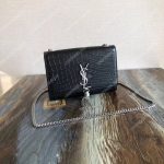 Saint Laurent Kate Small With Tassel Black Crocodile