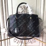 LV Montaigne MM Tote Bag Monogram Vernis Black