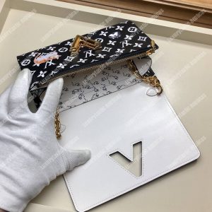 LV Twist Chain Wallet Catogram Dogs and Cats Black White - Image 6