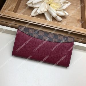 LV Croisette Wallet Damier canvas w/ grained leather Lie De Vin - Image 3