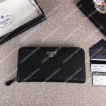 Prada Large Saffiano Leather Wallet Black Silver Hardware