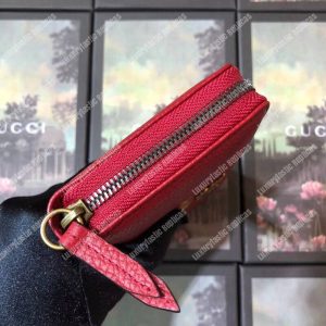 Gucci Garden Leather Zip Around Wallet Red with Butterfly - Image 5