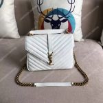 Saint Laurent Medium College Bag In Dove White