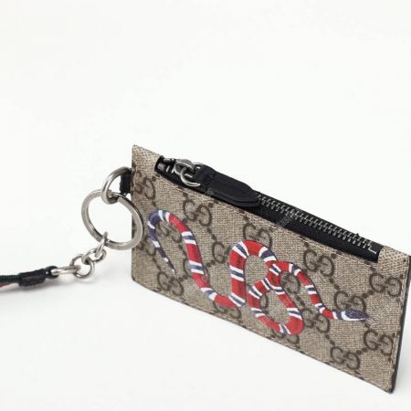 Gucci Kingsnake Print GG Supreme Card Case Keychain Strap - Image 4