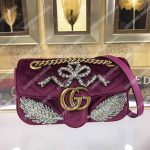 Gucci GG Marmont Embroidered Velvet Mini Bag Feathers