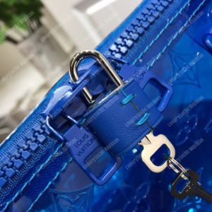 LV Keepall Bandouliere Monogram 50 Blue PVC - Image 5