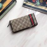 Gucci GG Supreme Zip Around Wallet With Web