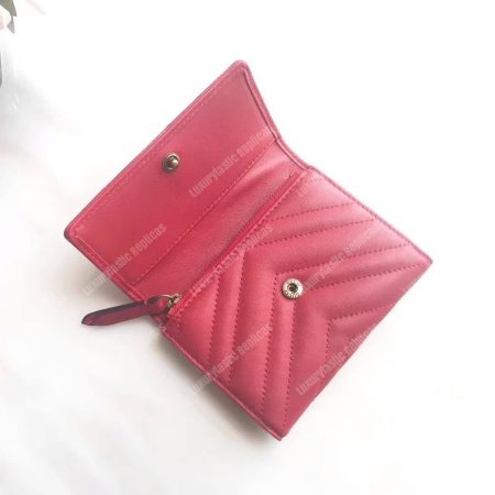 Gucci GG Marmont Matelassé Wallet Hibiscus Red - Image 7