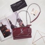 Saint Laurent Small Sunset Bag Dark Red Grained